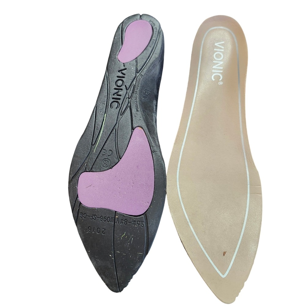 Vionic Carmela Sz 7.5 Dusty Petal Pink Suede Laser Cut Pointed Toe Ballet Flats - Picture 8 of 10